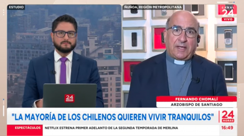 En Canal 24 Horas: Mons. Chomali reiteró llamado a un acuerdo nacional por la seguridad