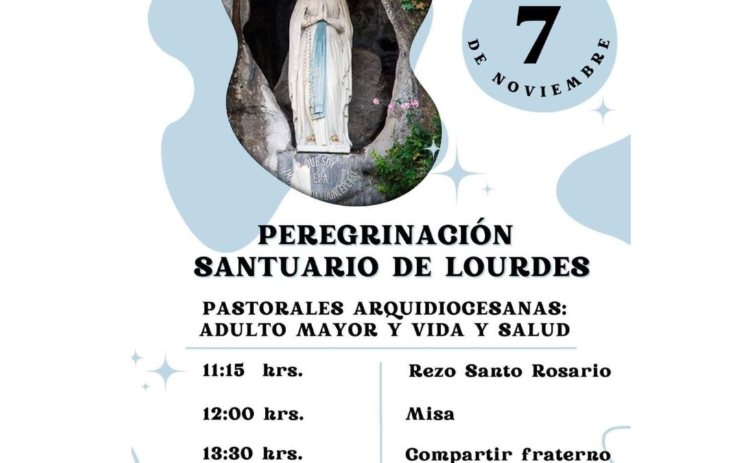 7 de noviembre.: pastorales de adultos mayores y de vida y salud peregrinarán al Santuario de Lourdes