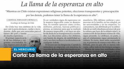 La llama de la esperanza en alto